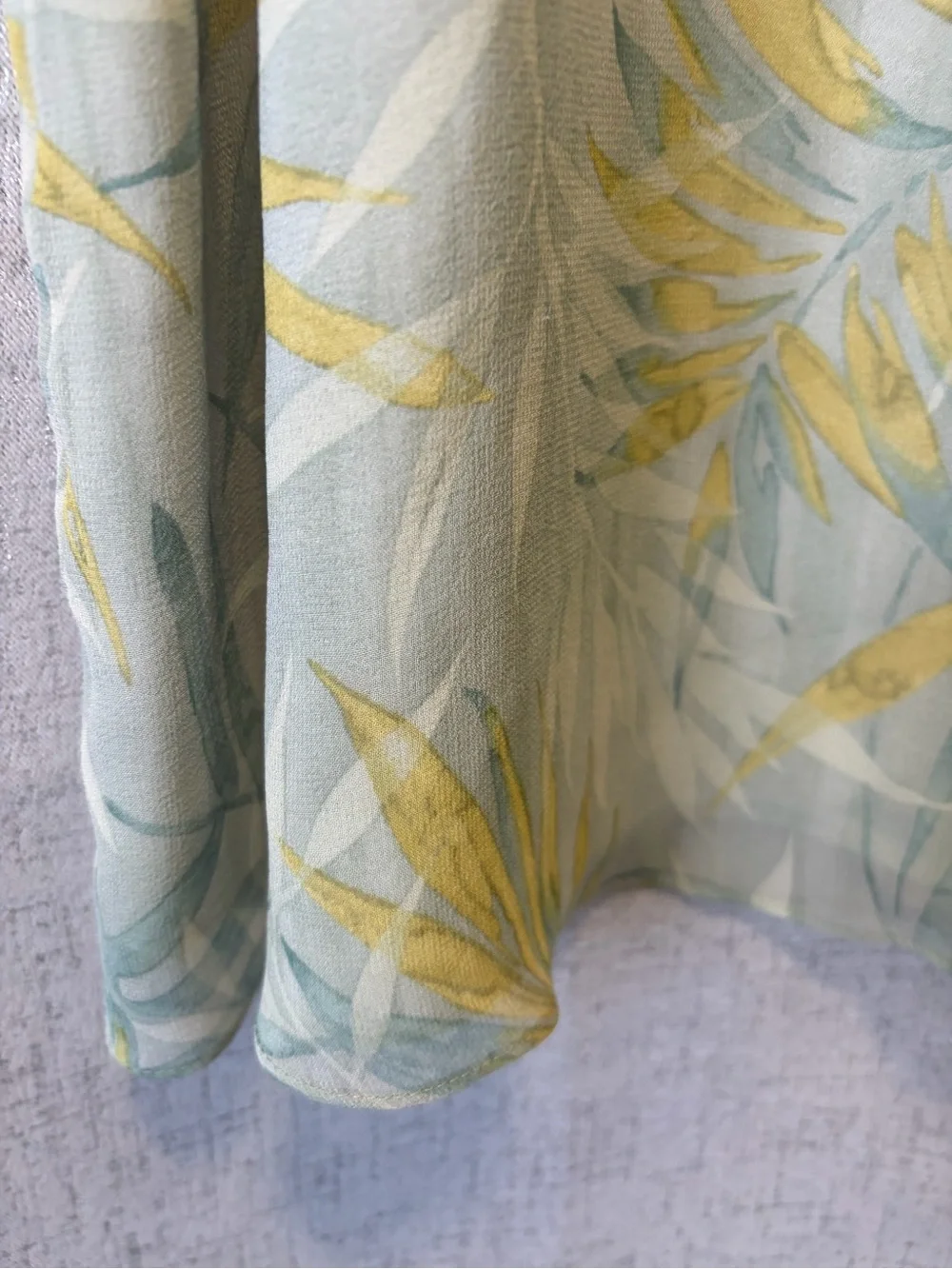 SILK VINTAGE Light Blue Botanical Print Maxi Skirt Yellow Accents DUE per DUE